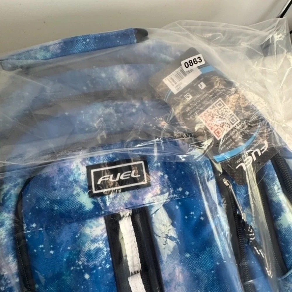 Fuel Sport Shock Backpack Blue Galaxy Nebula Print Laptop Pocket GX5 110481 NWT
